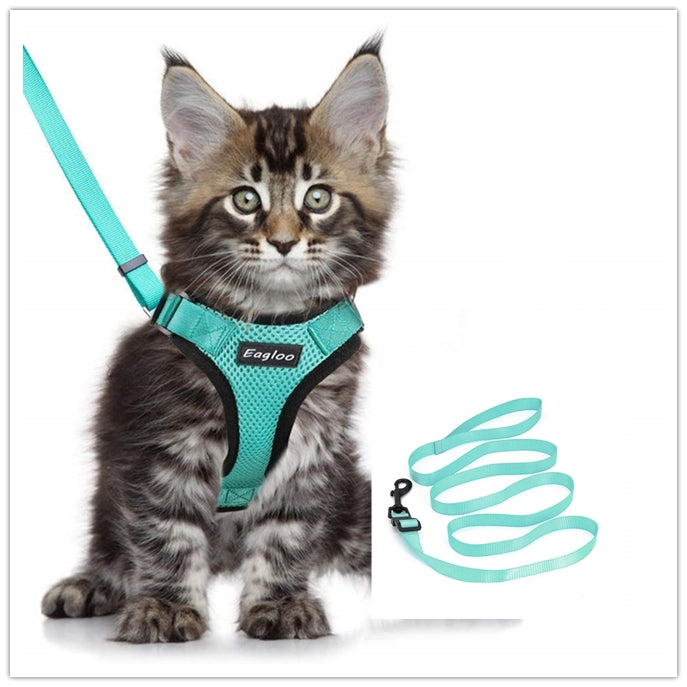 Escape Proof Cat Vest Harness And Car Seat Belt Adapter Adjustablppy