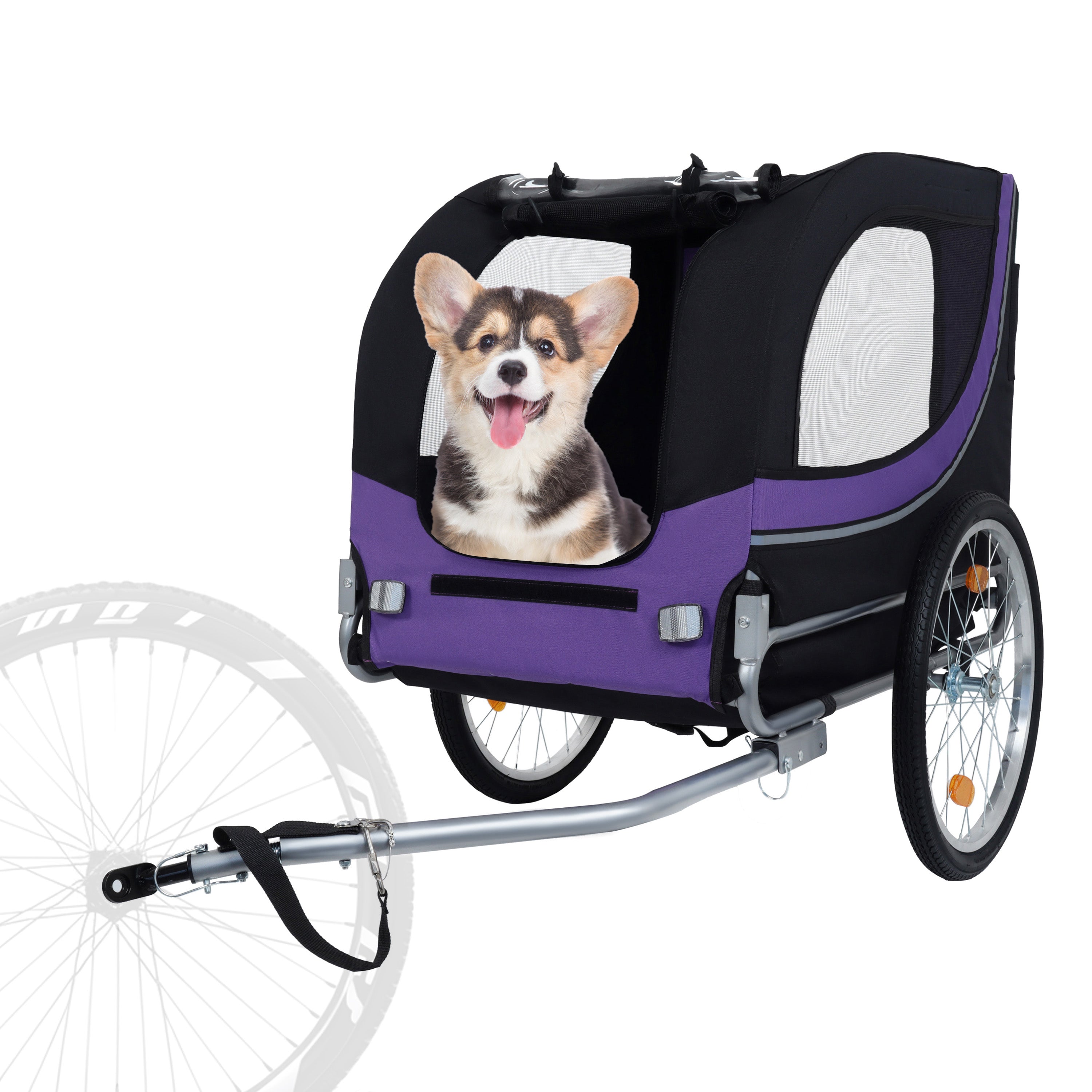 Large Folding Bike Trailer For Dogs - 66LB Capacity All-Terrain Pet Carrier, Durable