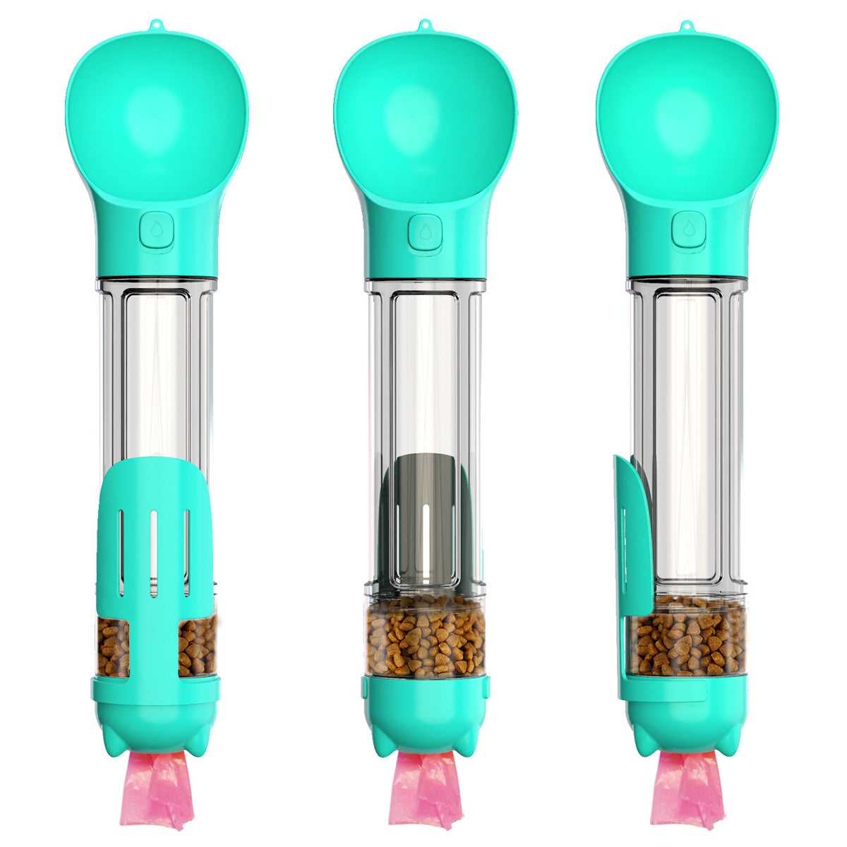3-in-1 Portable Dog Water Bottle with Food Feeder & Poop Bag Dispenser