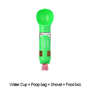 3-in-1 Portable Dog Water Bottle with Food Feeder & Poop Bag Dispenser