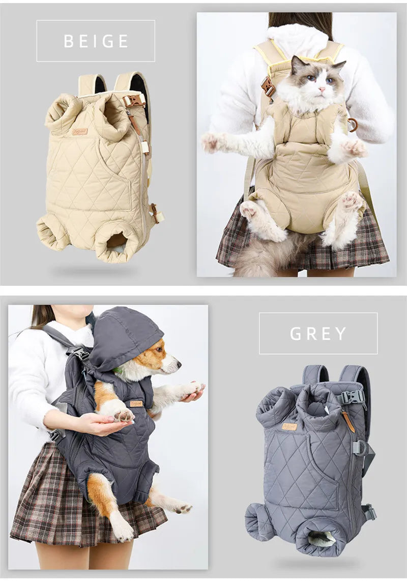 Winter Pet Carrier Backpack | Thicken Warm Windproof Hands-Free Bag for Small Dogs & Cats