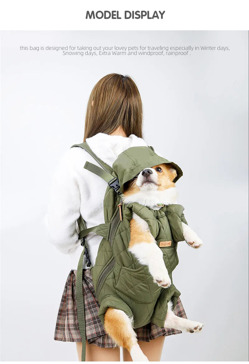 Winter Pet Carrier Backpack | Thicken Warm Windproof Hands-Free Bag for Small Dogs & Cats