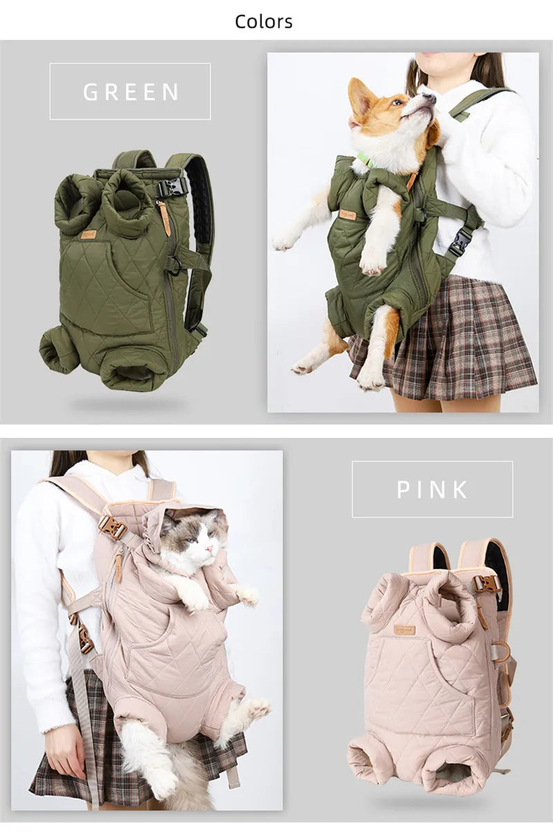 Winter Pet Carrier Backpack | Thicken Warm Windproof Hands-Free Bag for Small Dogs & Cats