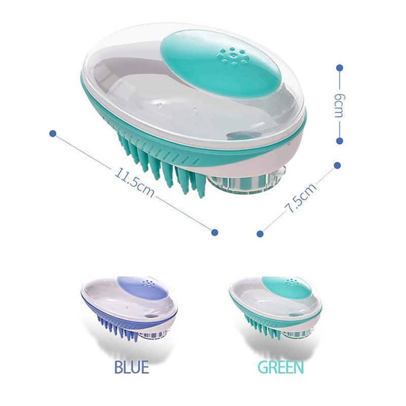 Pet Dog Cat Bath Brush 2-in-1 Pet Massage Comb Soft Silicone Pet Shower Hair Grooming Comb Dog Cleaning Tool Pet Supplies Pet Brush Bath Massage Brush Shampoo Dispenser for Pet