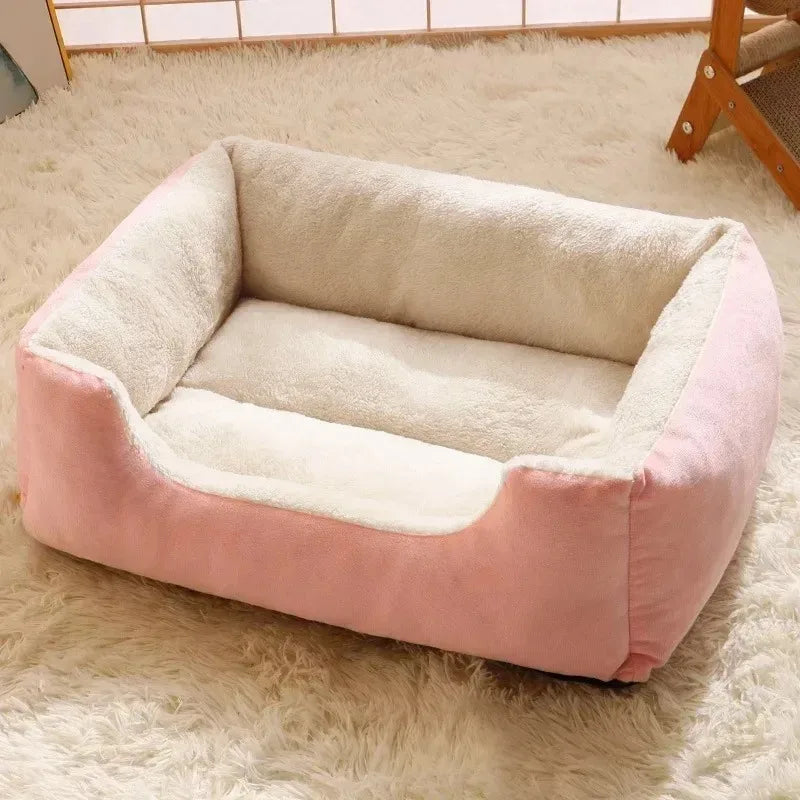 Plush Pet Cushion Bed – Soft Breathable Basket Bed for Cats & Dogs (S to XXL)