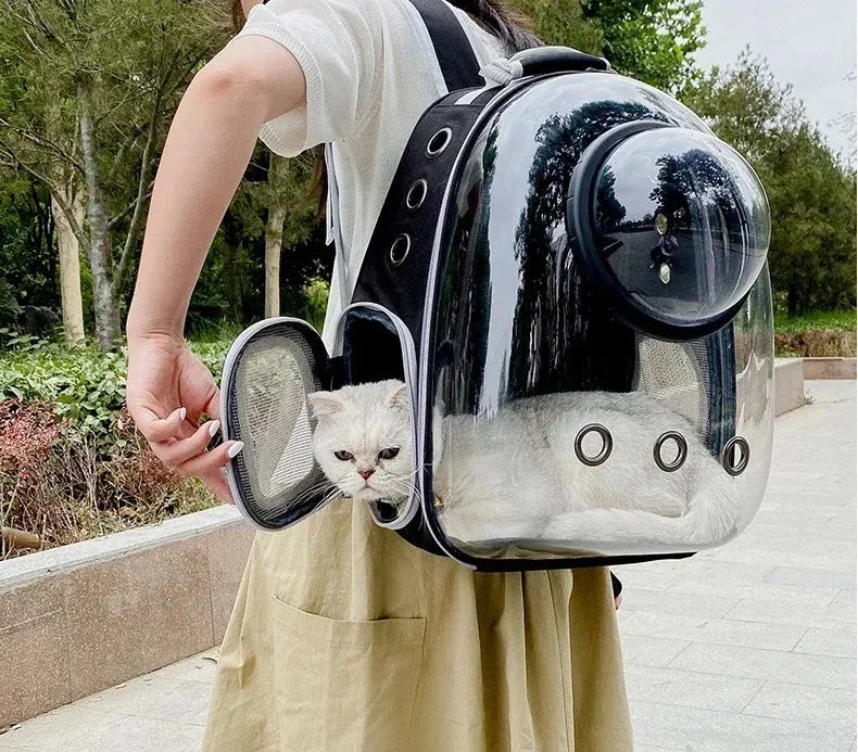 Space Capsule Pet Backpack | Transparent Breathable Carrier for Cats & Small Dogs