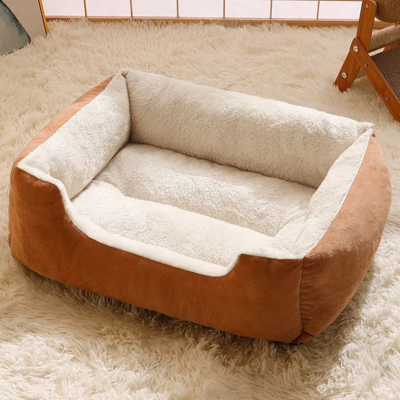 Plush Pet Cushion Bed – Soft Breathable Basket Bed for Cats & Dogs (S to XXL)