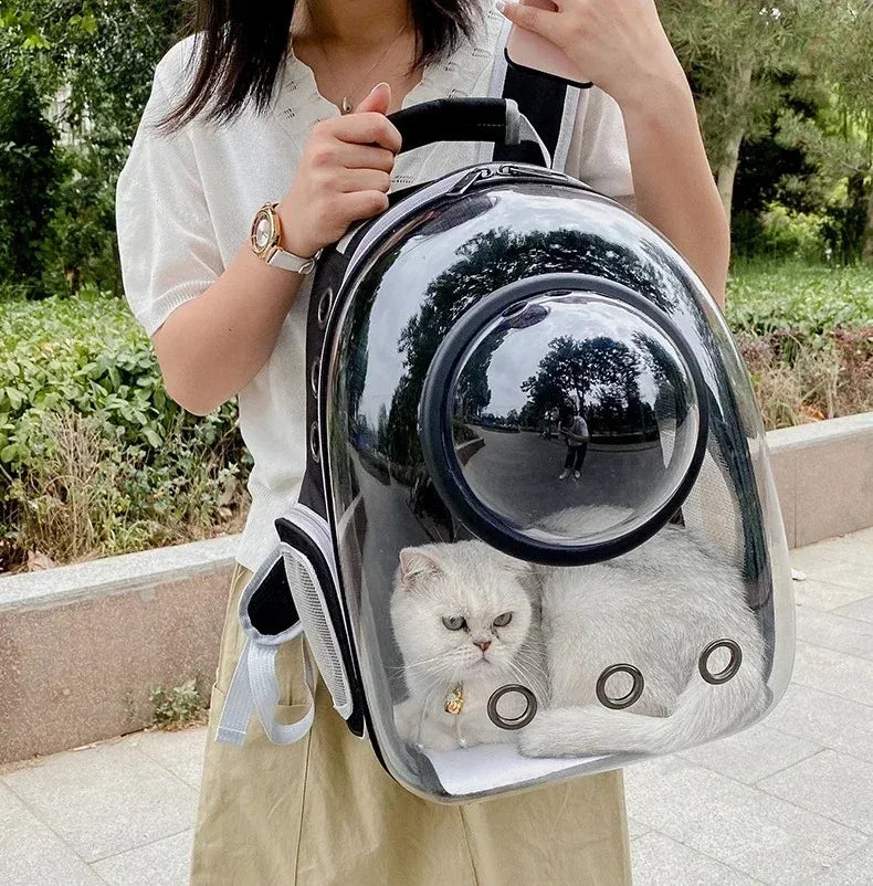 Space Capsule Pet Backpack | Transparent Breathable Carrier for Cats & Small Dogs