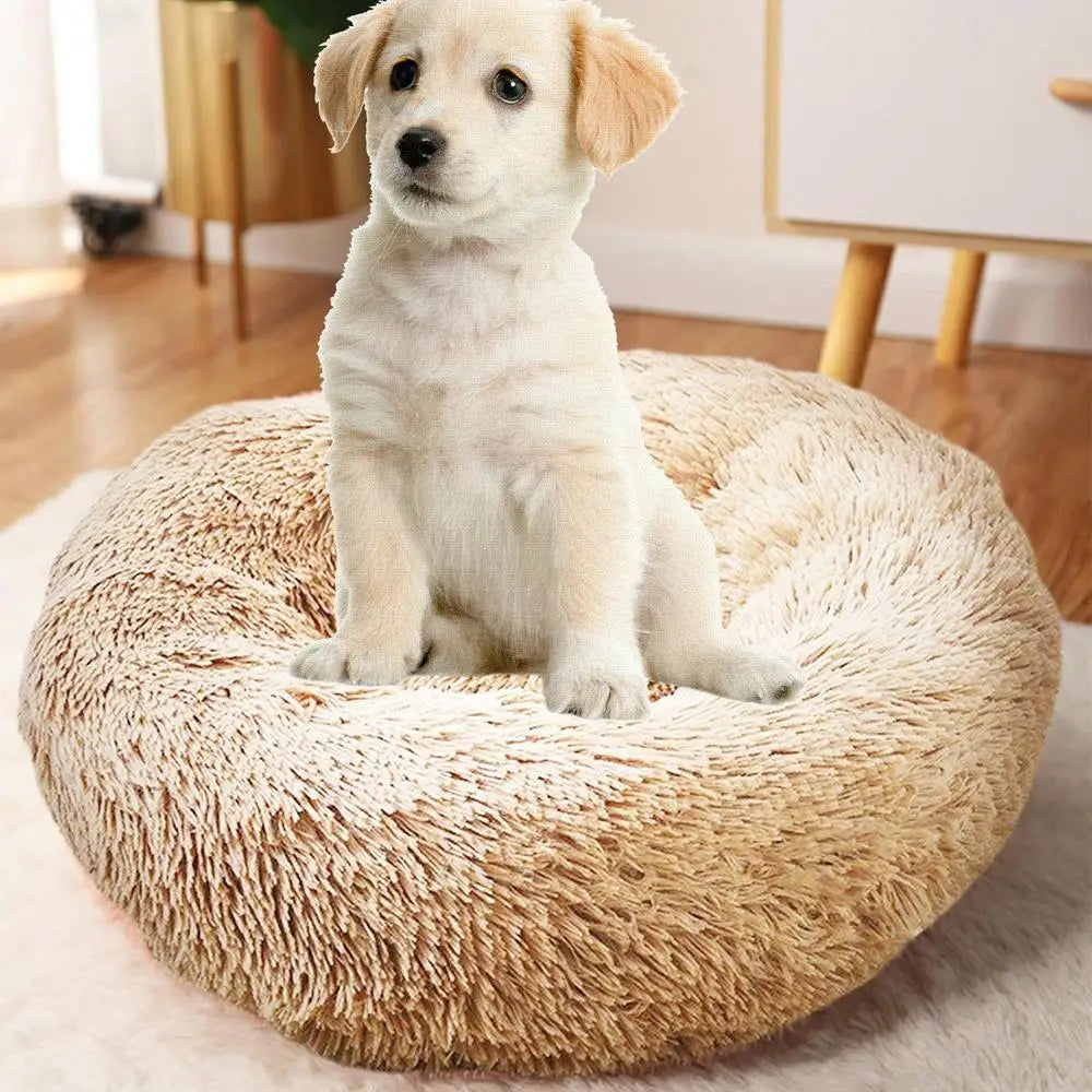 USB Heated Donut Pet Bed – Soft Plush Round Bed for Small & Medium Dogs and Cats