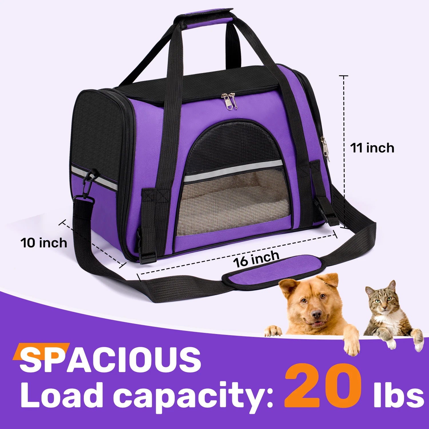 Soft-Sided Pet Carrier Bag | Airline Approved | Up to 15 lbs