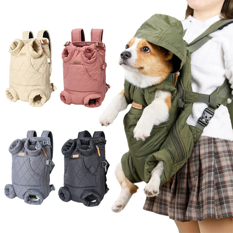 Winter Pet Carrier Backpack | Thicken Warm Windproof Hands-Free Bag for Small Dogs & Cats