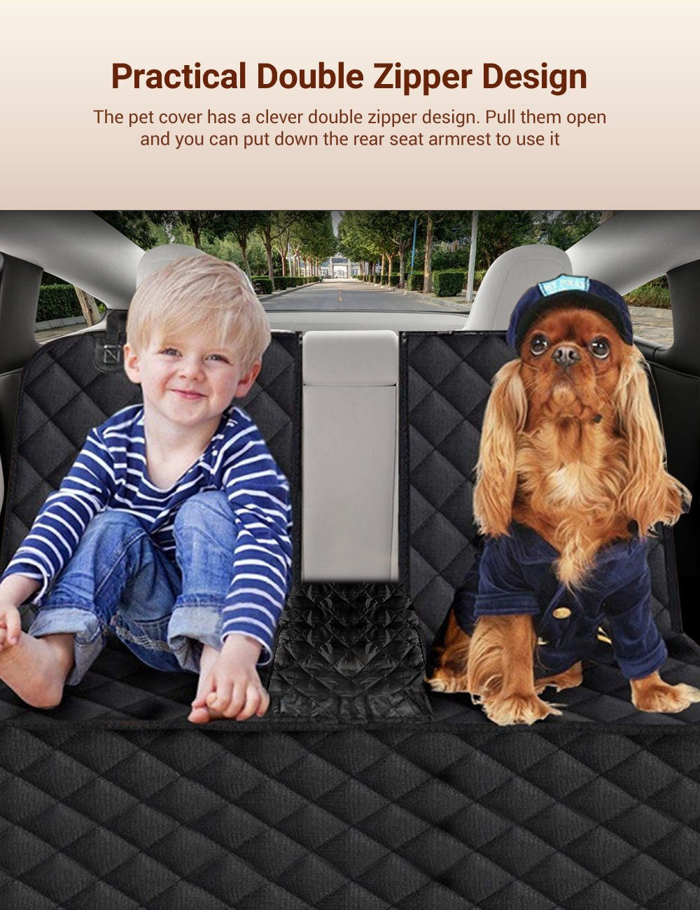 Dog Seat Cover With Double Zipper for Model 3/Y/S/X/Cybertrucks