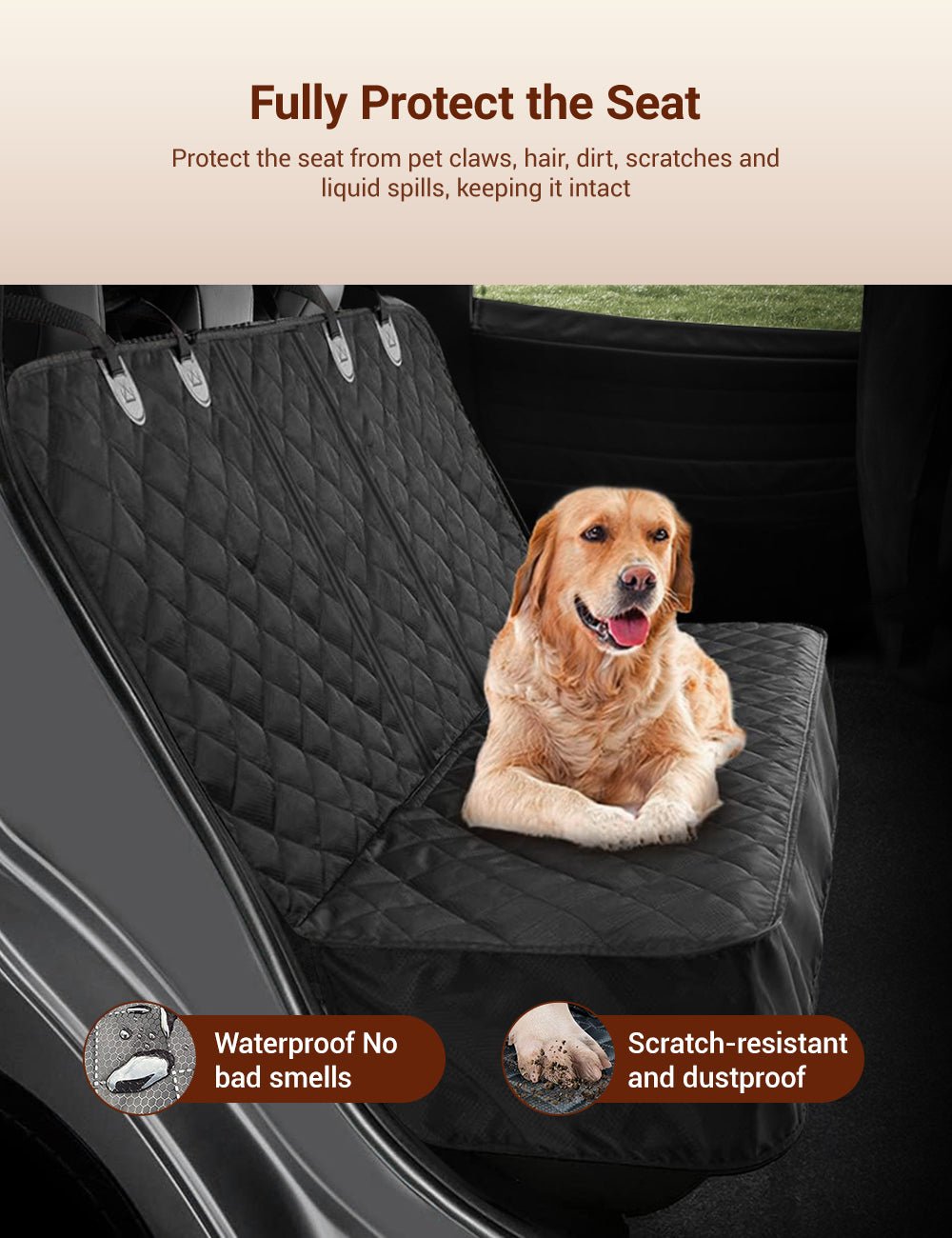 Dog Seat Cover With Double Zipper for Model 3/Y/S/X/Cybertrucks