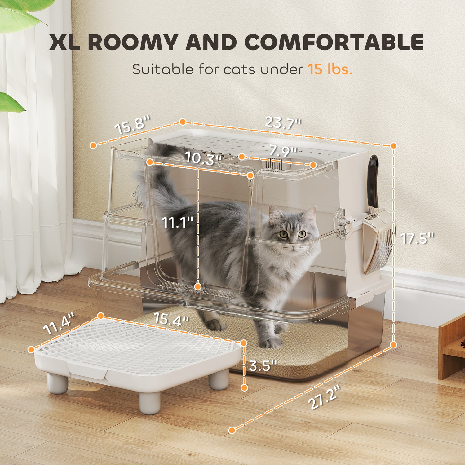 Cat Litter Box ,Top And Side Entry Enclosed Litter Box With Flip Top