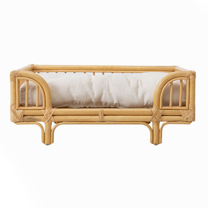 Natural Rattan Square Dog Bed Minimalist Handmade Pet Bed
