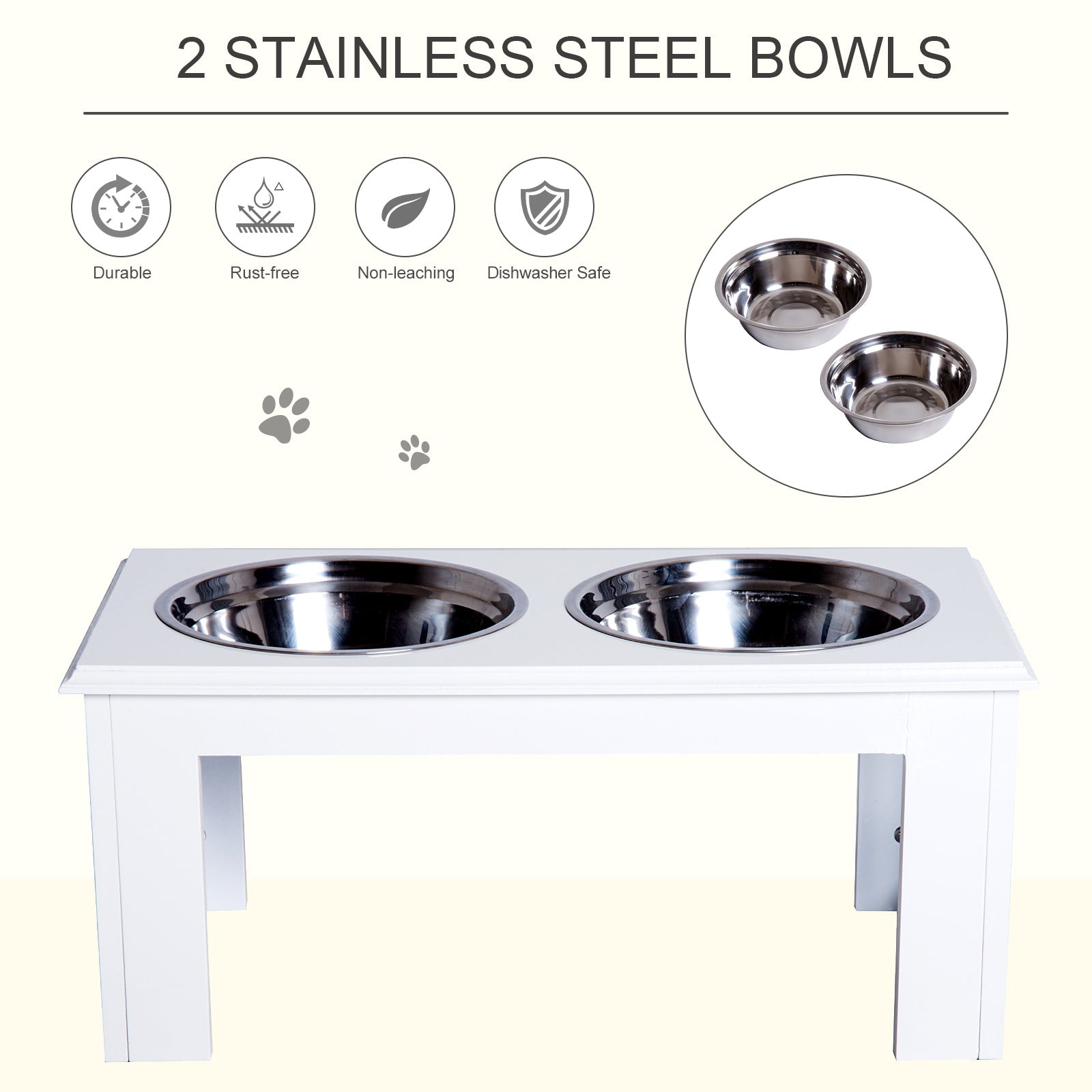 PawHut Raised Dog Feeding Bowls With Stand,