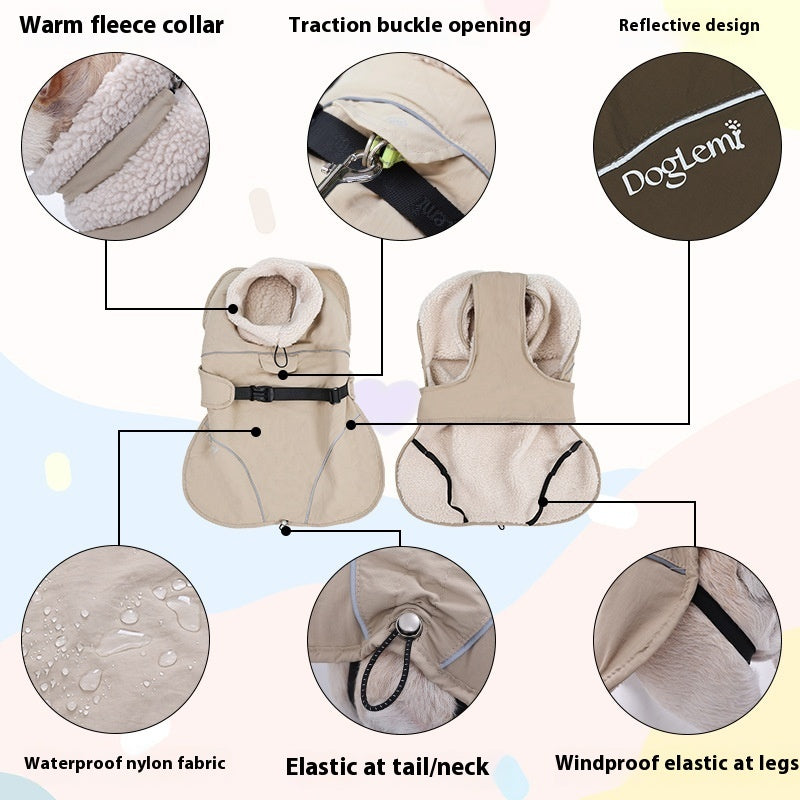 Dog Cotton-padded Clothes Go Out In Autumn And Winter Warm-