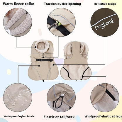 Dog Cotton-padded Clothes Go Out In Autumn And Winter Warm-