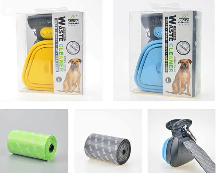 Dog Pet Travel Foldable Pooper Scooper With 1 Roll Decomposable bags Poop Scoop Clean Pick Up