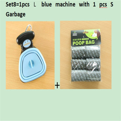 Dog Pet Travel Foldable Pooper Scooper With 1 Roll Decomposable bags Poop Scoop Clean Pick Up