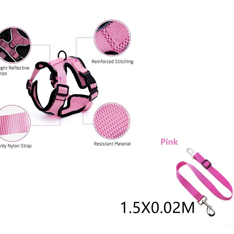 Escape Proof Cat Vest Harness And Car Seat Belt Adapter Adjustablppy