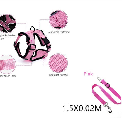 Escape Proof Cat Vest Harness And Car Seat Belt Adapter Adjustablppy