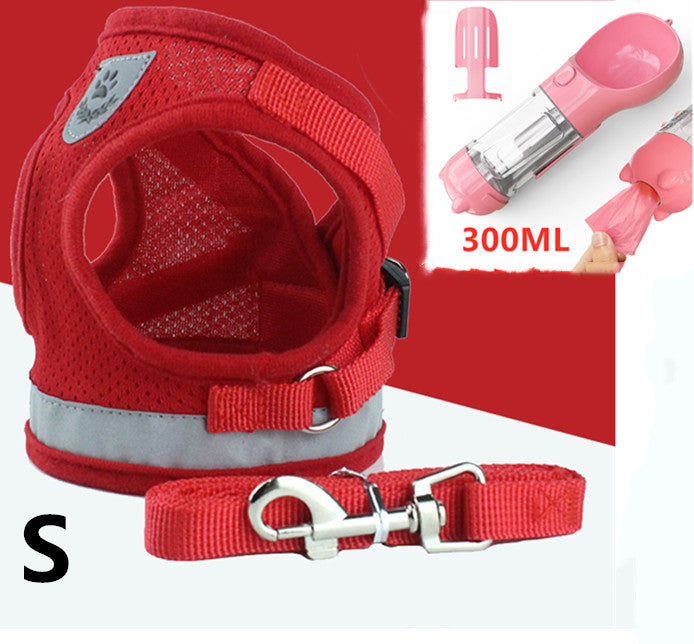 Breathable Mesh Dog Harness &amp; Leash Set with Reflective Strip