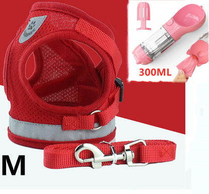 Breathable Mesh Dog Harness &amp; Leash Set with Reflective Strip