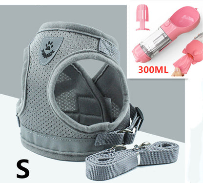 Breathable Mesh Dog Harness &amp; Leash Set with Reflective Strip