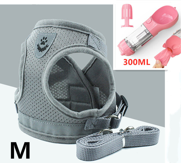 Breathable Mesh Dog Harness &amp; Leash Set with Reflective Strip