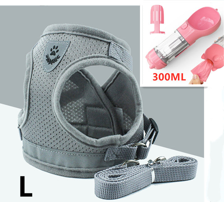Breathable Mesh Dog Harness &amp; Leash Set with Reflective Strip