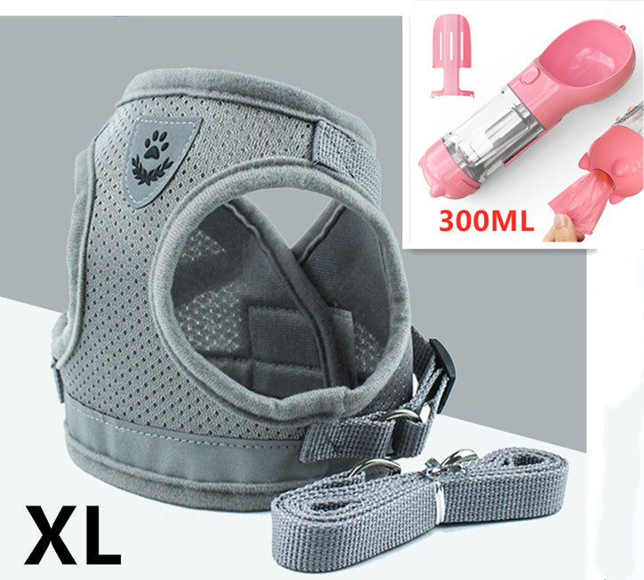 Breathable Mesh Dog Harness &amp; Leash Set with Reflective Strip