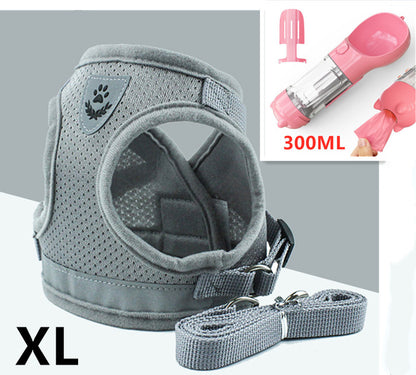 Breathable Mesh Dog Harness &amp; Leash Set with Reflective Strip