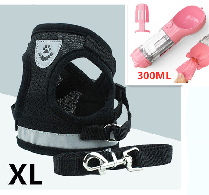 Breathable Mesh Dog Harness &amp; Leash Set with Reflective Strip