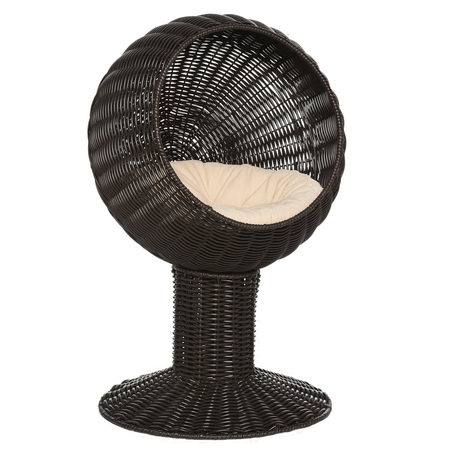 Elevated Cat Bed with Rotatable Egg Chair Pod, Cat Basket Bed with Thick Cushion,