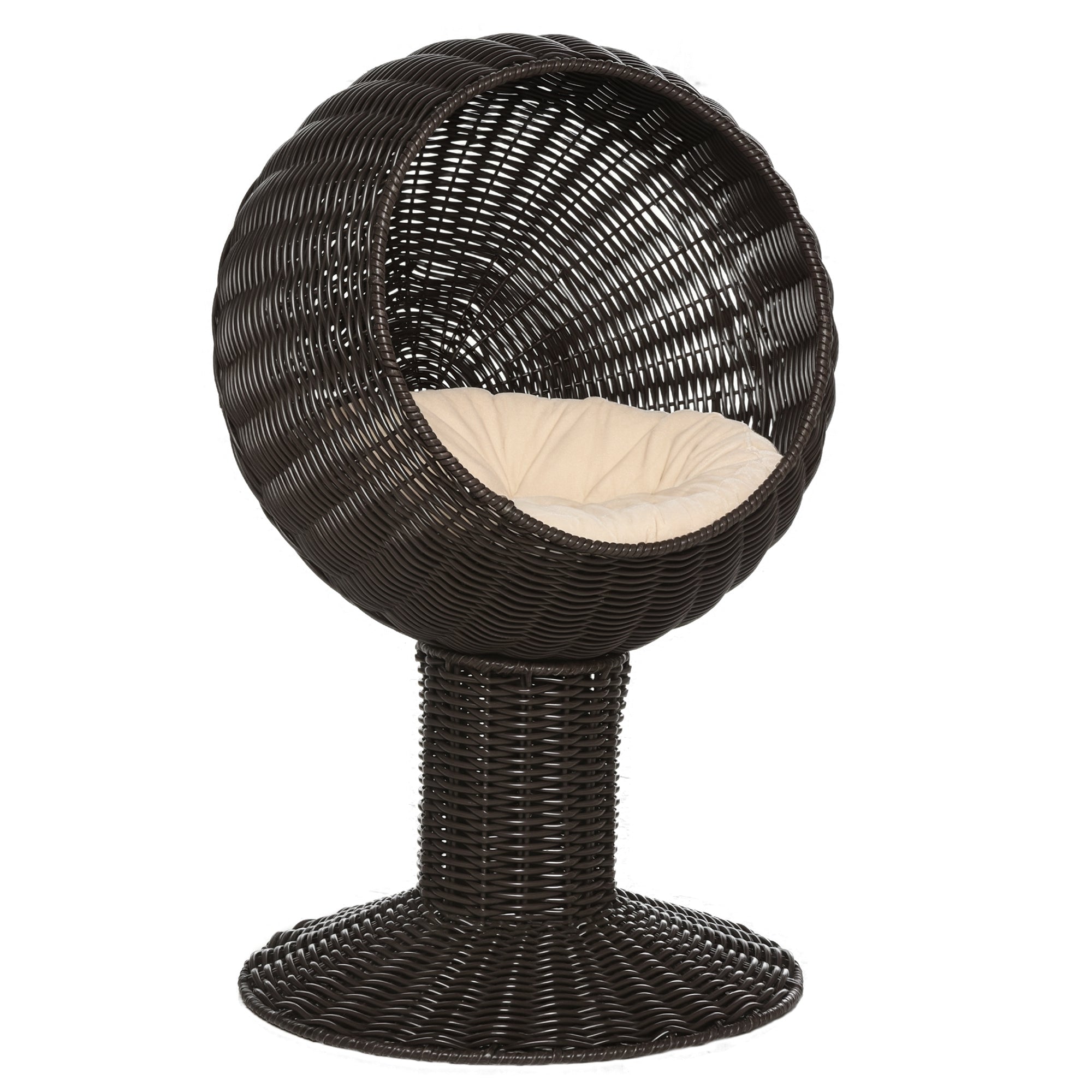Elevated Cat Bed with Rotatable Egg Chair Pod, Cat Basket Bed with Thick Cushion,
