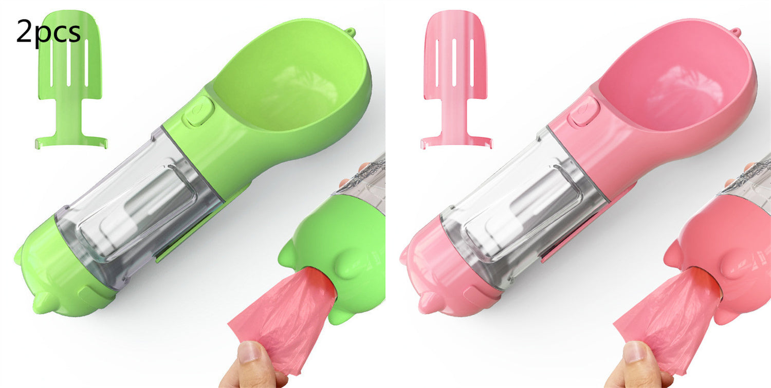 Pet Water Bottle Feeder Bowl Garbage Bag Storage Portable