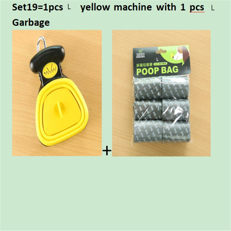 Dog Pet Travel Foldable Pooper Scooper With 1 Roll Decomposable bags Poop Scoop Clean Pick Up