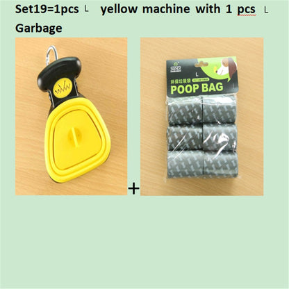 Dog Pet Travel Foldable Pooper Scooper With 1 Roll Decomposable bags Poop Scoop Clean Pick Up