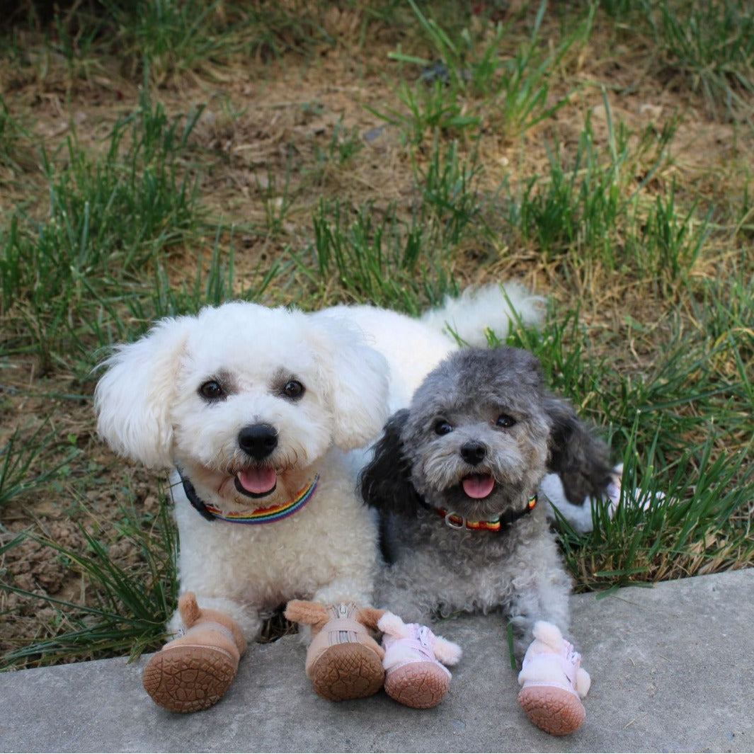 Winter Dog Shoes Plush Dog Booties Cute Ear Decoration Paw Protectors For Outdoor