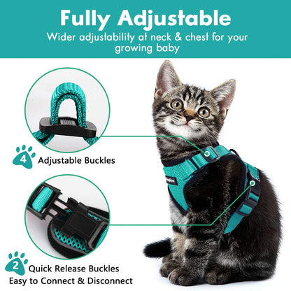 Escape Proof Cat Vest Harness And Car Seat Belt Adapter Adjustablppy