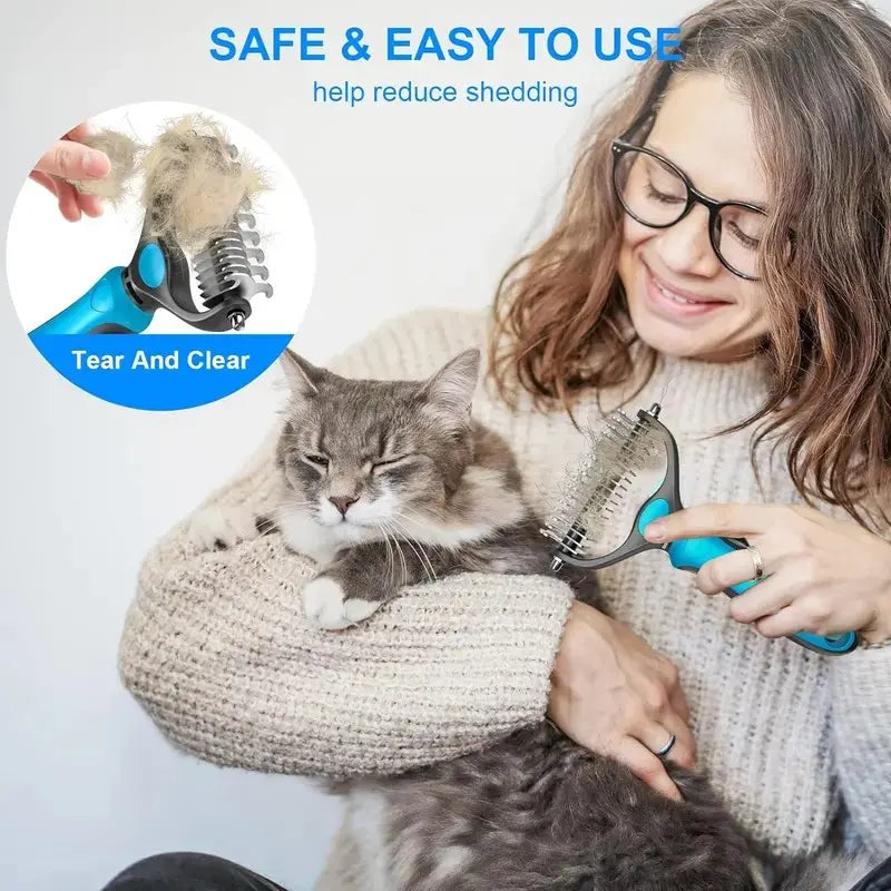 Pet Grooming Brush & Rake Tool - Removes Mats, Tangles | Dog Grooming Essential