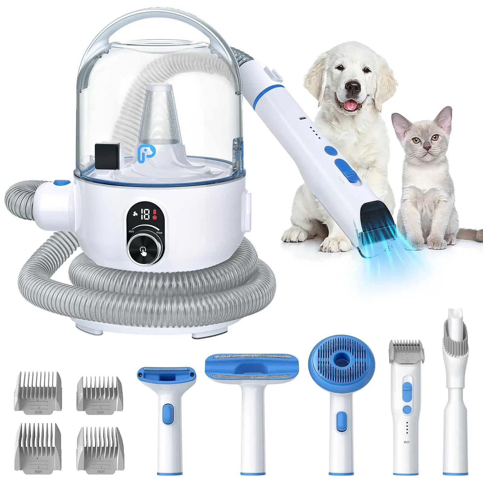 GARVEE Dog Grooming Kit Pet Grooming Hair Vacuum, 5 In-1 Pet Grooming Kit with 2L Large Capacity Dust Cup, Low Noise Dog Hair Remover for Shedding Grooming Dogs Cats and Other Animals