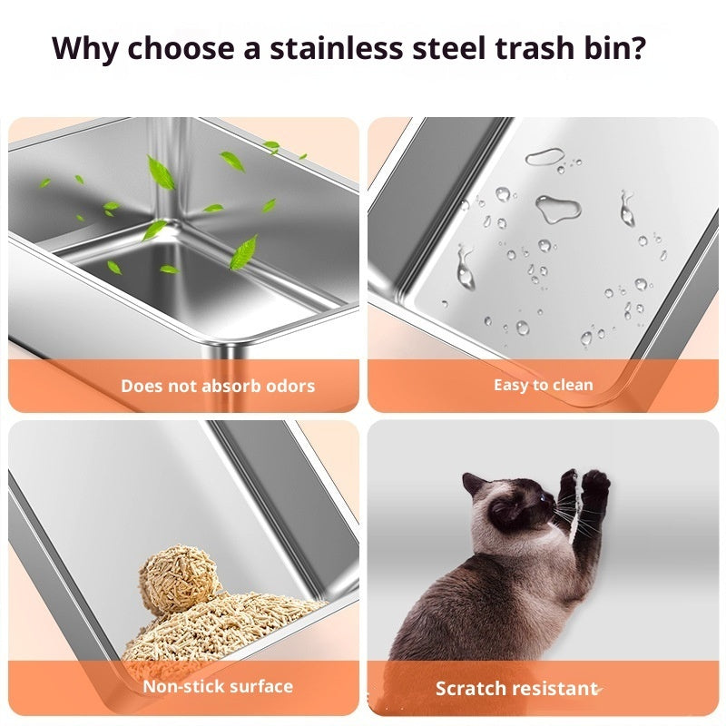 Large Anti-odor Fully Enclosed Stainless Steel Litter Box