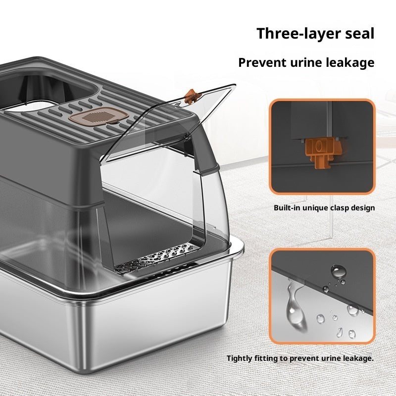 Large Anti-odor Fully Enclosed Stainless Steel Litter Box