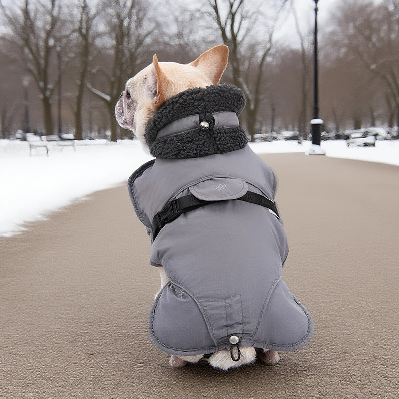 Dog Cotton-padded Clothes Go Out In Autumn And Winter Warm-