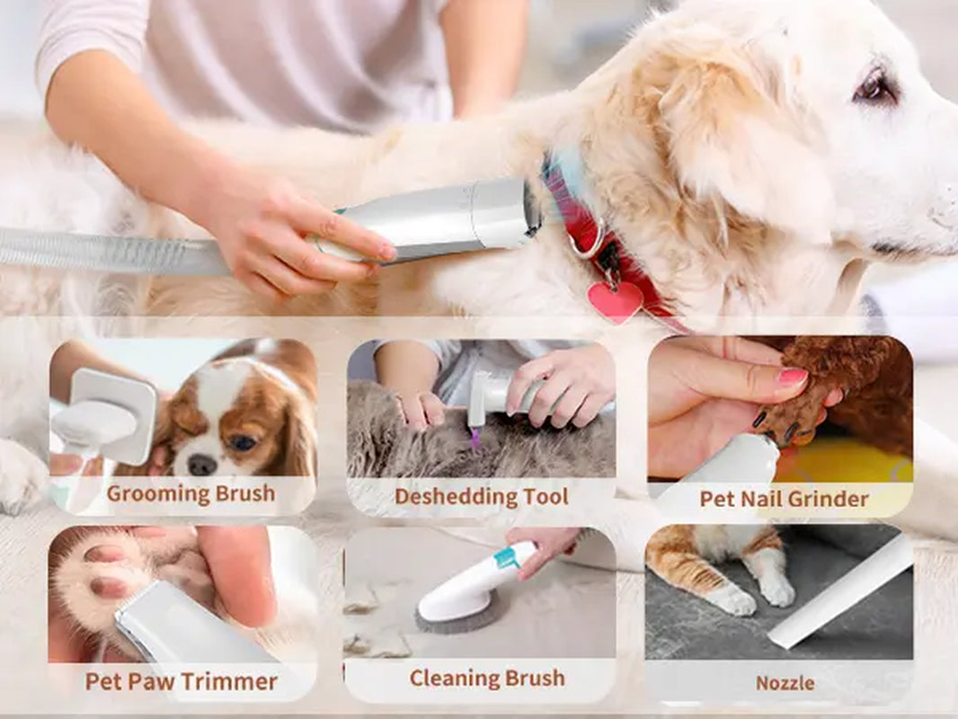 Dog Grooming Pro Ultimate, Pet Grooming Kit with Vacuum Function 7-In-1 Groomer for Cats Dogs Includes 6 Guide Combs & Low Noise Design for Effortless Grooming