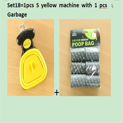 Dog Pet Travel Foldable Pooper Scooper With 1 Roll Decomposable bags Poop Scoop Clean Pick Up