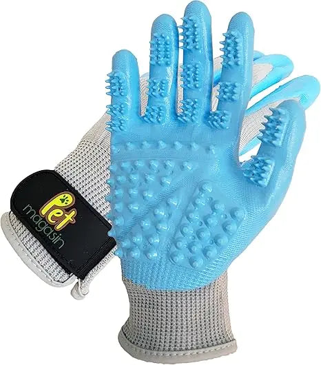 Pet Magasin Pet Grooming Gloves - Shedding & Bathing Mitts for Dogs Cats Horses & Other Animals with 260+ Silicone Tips Adjustable Velcro Straps & Ergonomic Design