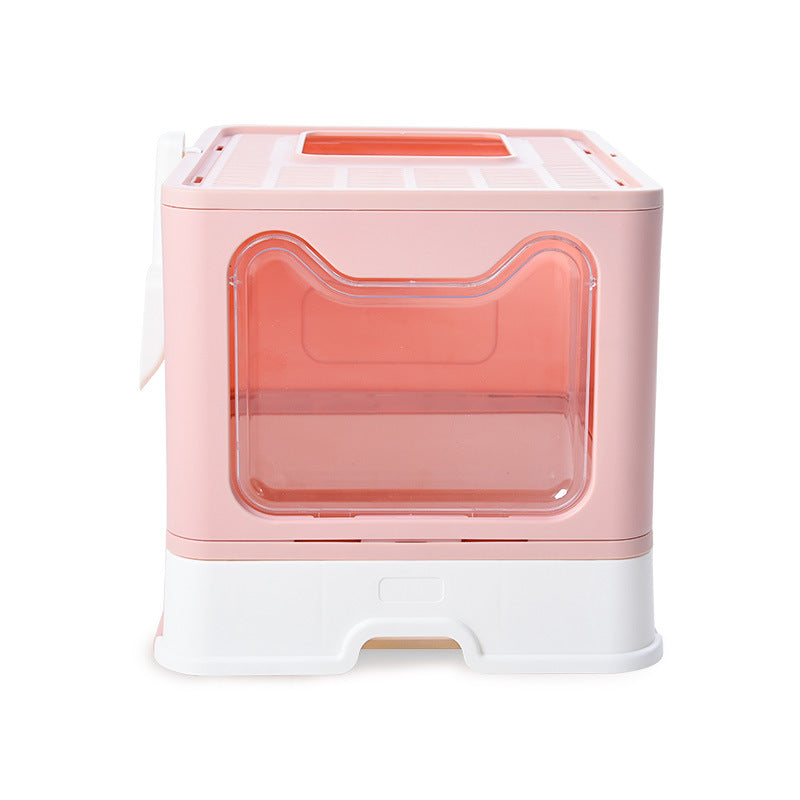 Foldable Enclosed Cat Litter Box with Odor Control